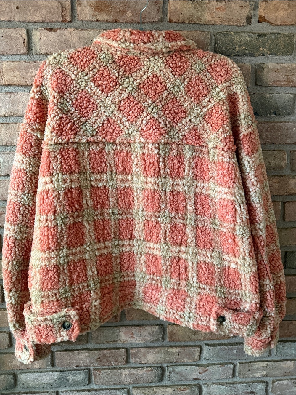 Coral & Cream Sherpa Button-Up Jacket - Picture 5 of 10